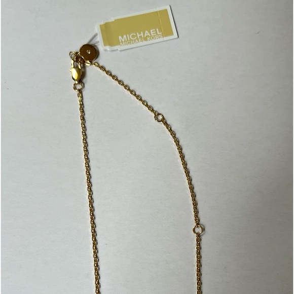 Michael Kors Logo Love Gold Tone Heart Lock Pendant Necklace - Picture 7 of 9